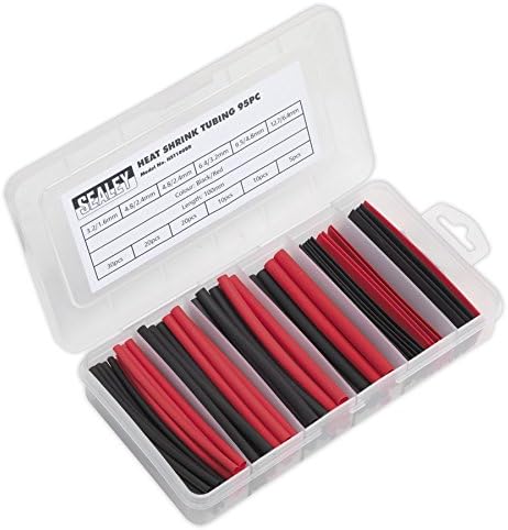 Sealey HST100BR Heat Shrink Tubing Assortment 95pc 100mm Black & Red, Multicoloured