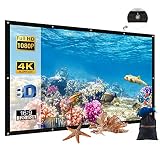 120 inch Portable Projector Screen with Bag, GBTIGER 120" 16:9 4K HD Foldable Indoor Outdoor Movie Screen Home Cinema Theater Party, Support Double-Sided Projection