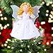 OurWarm Christmas Tree Topper Angel Xmas Tree Topper Unique Design 7 Inch Christmas Trees Ornament Shiny Angel White Dress Holiday Decoration