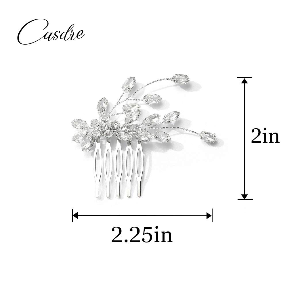 Casdre Crystal Bridal Hair Comb Silver Flower Bride Wedding Hair Accessories Hair Piece Side Comb for Women and Girls : Beauty