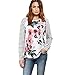 A Blues Man Womens Floral Print Long Striped Sleeve Casual Blouse T Shirt Tops