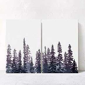 signwin 2 Panel Canvas Wall Art Pine Tree...