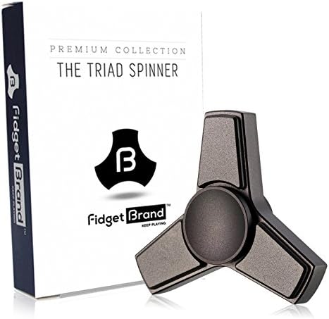 The Triad Exclusive Solid Metal Hand Fidget Spinner by Fidgetbrand Premium Quality Collection, Black (Stainless Steel)