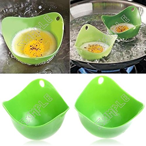 ( LittleSomething ) 2Pcs Silicone Egg Poacher Cook Poach Pods Kitchen Cookware Poached Baking Cup - Color Assorted =====&&===== (kitchenware / cookware / dinnerware / tableware accessories)