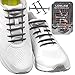 LONLAM [Upgrade] No Tie Shoelaces (Round Stretch Strings) Silicone Elastic Bungee Rubber Laceless Lazy Tieless Shoe Laces for Adults Kids Toddlers, Sneakers Athletic Running Boot Dress Shoes (Gray)