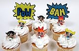 POWERPUFF GIRLS 8 Piece Birthday CUPCAKE Topper Set Featuring Powerpuff Girls Figures and Decorative Themed Accessories - Figures Average 1 1/4