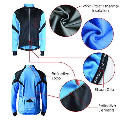 image for Maks Men's Thermal Cycling Jersey Long Sleeve Snow Water Reflective Wi