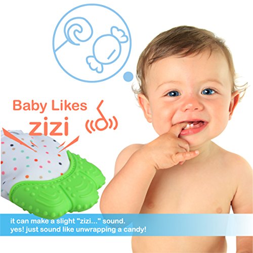 Prohapi Silicone Baby Teething Mitten, Self Soothing Teether & Teething Pain Relief Toy Glove plus Hygienic Travel Storage Pouch - Natural Remedy for Infants & Toddlers 3-12 months(Light Green)