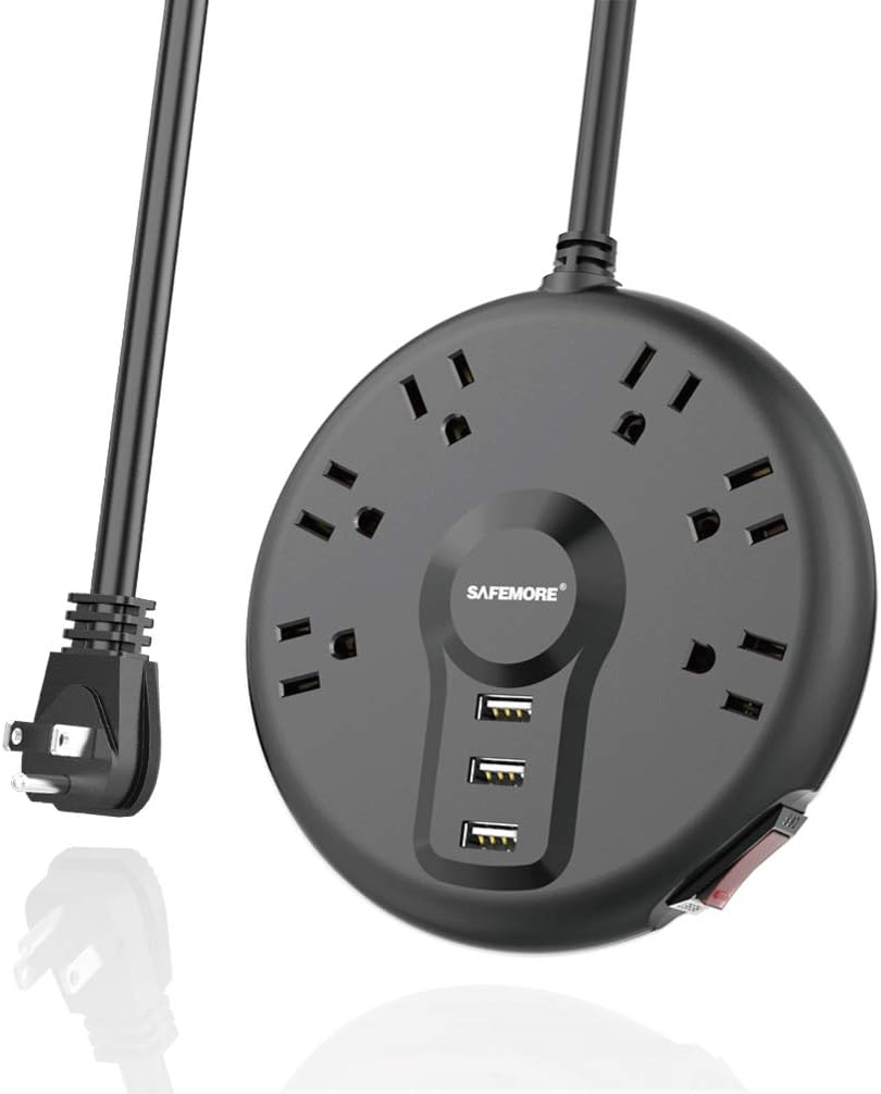 Safemore Travel Power Strip With Usb 6 Outlets And 3 Usb Charger 3 1a 5v 6 5ft Long Extension Cord Desktop Power Plug For Office Hotels Cruise Ship Nightstand Black Home Audio Theater Cjp Org In