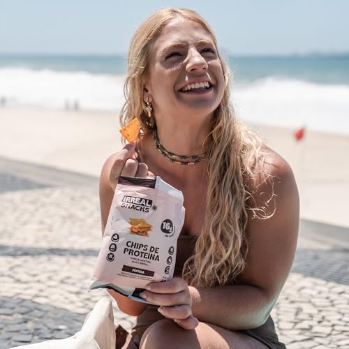 Irreal Snacks, Snack Proteico Salgado, Sabor Páprica, 40g, Feito com Batata Doce, Caseinato de Cálcio e Proteína de Arroz