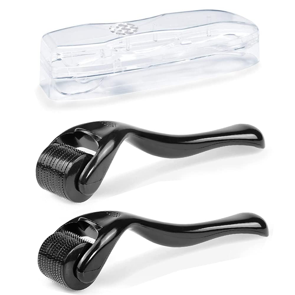 Zemolo 2Pcs Derma Roller 0.5mm with1mm, Beard Growth Roller Microneedling Roller with 540 Needles, Micro-Needles, Derma-Roller for Men Women Hair Loss, Face