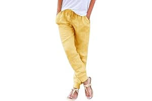 Lainuyoah Linen Pants For Women 2025 Petite Summer Drawstring Elastic High Waist Comfy 2025 Lounge Vacation Tapered Trousers