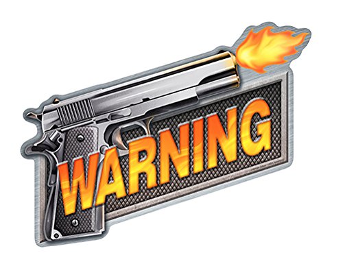 SignMission Warning Fire Handgun Novelty Sign | Indoor/Outdoor | Funny Home DÃ©cor for Garages, Living Rooms, Bedroom, Offices Personalized Gift Wall Plaque Decoration