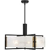 Savoy House 7-1696-5-143 Hayward Modern Strie Piastra Glass Drum Pendant, 5-Light 300 Total Watts, 17" H x 28" W, Matte Black