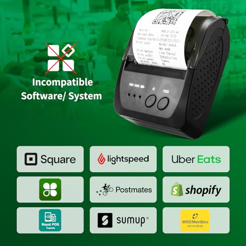 NetumScan Wireless Bluetooth Thermal Printer 2 Inch 58mm Mini USB POS Printer for Retail Restaurant Compatible with Android/iOS/PC/Windows NS1809DD