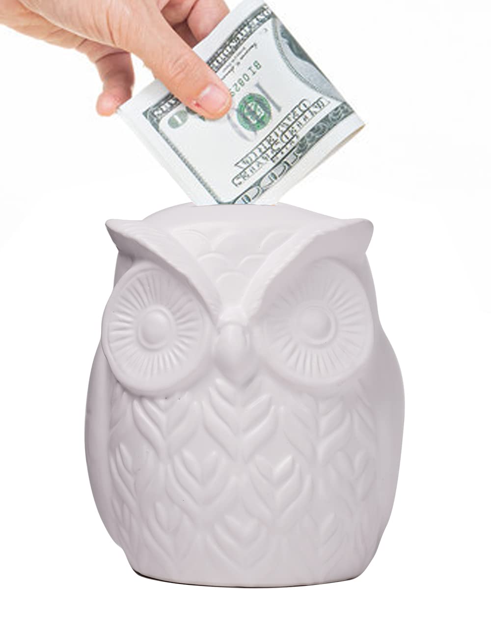 NENBOLEC Piggy Bank Coin Bank Modern Sculpture Decor Owl Statue Gifts Animal Figurine Ornament Table Centerpiece Arts Ceramic Crafts 14cm
