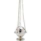 Premium Nickel-Plated Brass Incense Holder [Glossy Silver-Colored, 3.93 Inch] – Censer for Charcoal, Aromatherapy, and Smoking Resins