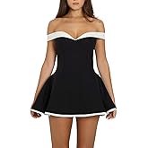 Dxizeavatt Women's Off Shoulder Mini Dress Slimming Summer Sleeveless Sexy Corset Short Party Bodycon Y2K Dresses