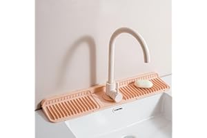 FOXOGO Kitchen Sink Splash Guard, 24 x 5.5 inch Silicone Faucet Drainer Pad Faucet Splash Guard for Kitchen Sink (Pink, 24 x 