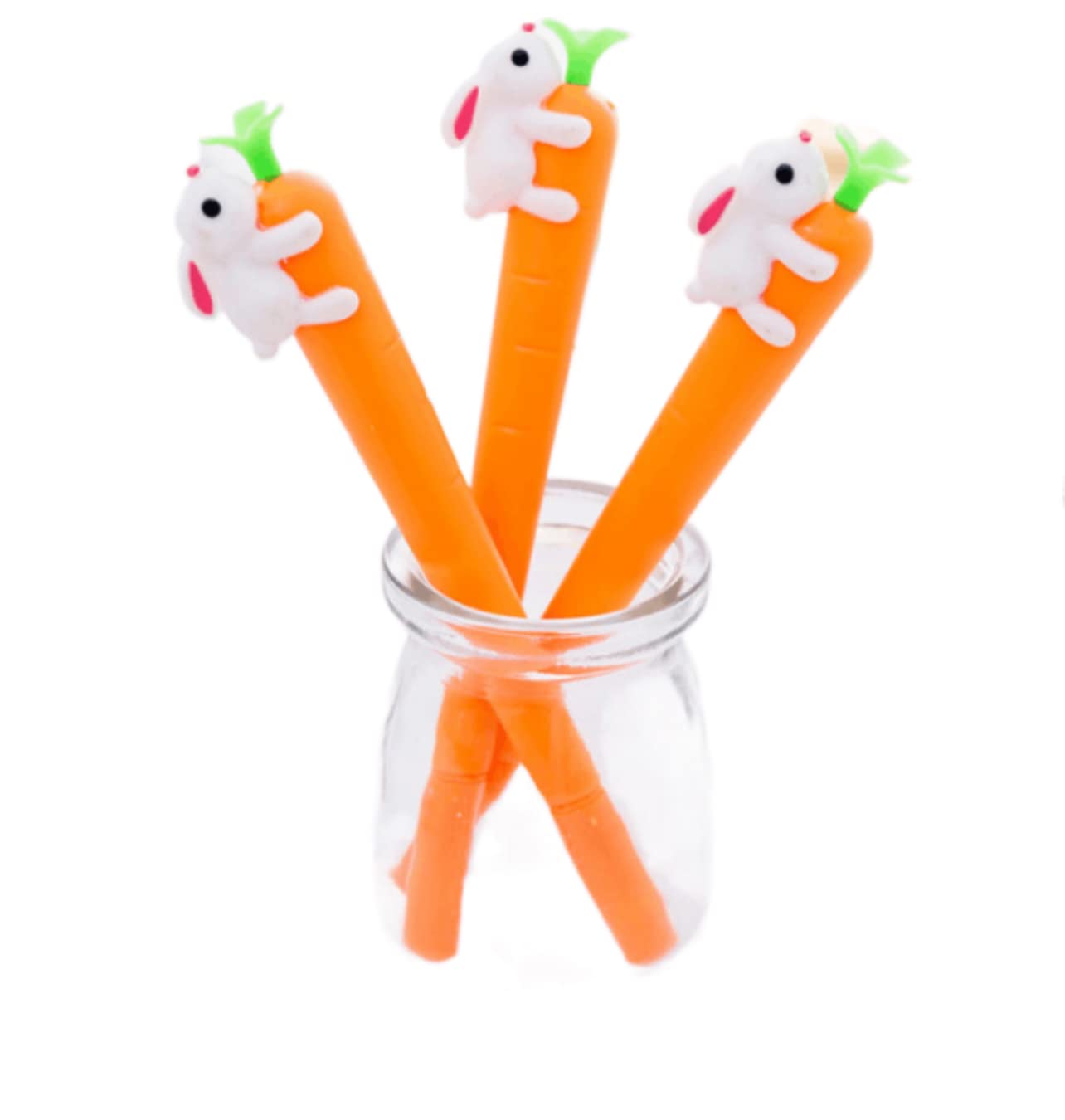 TTOA - 5 Pcs Cute Bunny Pen | Black ink Rabbit pen| Easter Treat | Teacher Reward | Kawaii Stationery | Party Bag Fillers | Bunny with Carrot pen | Stocking Fillers