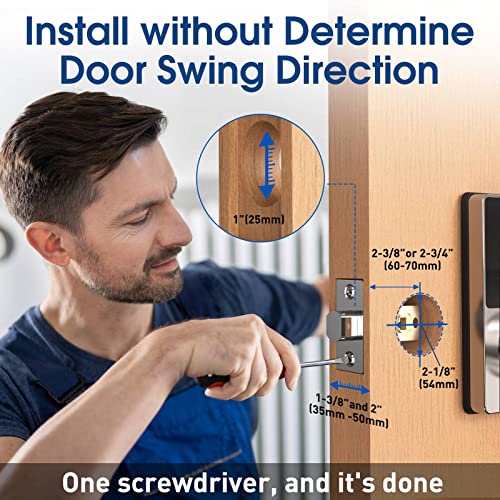 Keyless Entry Door Lock, Smart Lock with Touchscreen Keypad, Secure Deadbolt Lock with 50 User Codes, Easy Installation, Auto Lock, Waterproof Smart Lock for Front Door, Bedroom Door, Home, Apartment