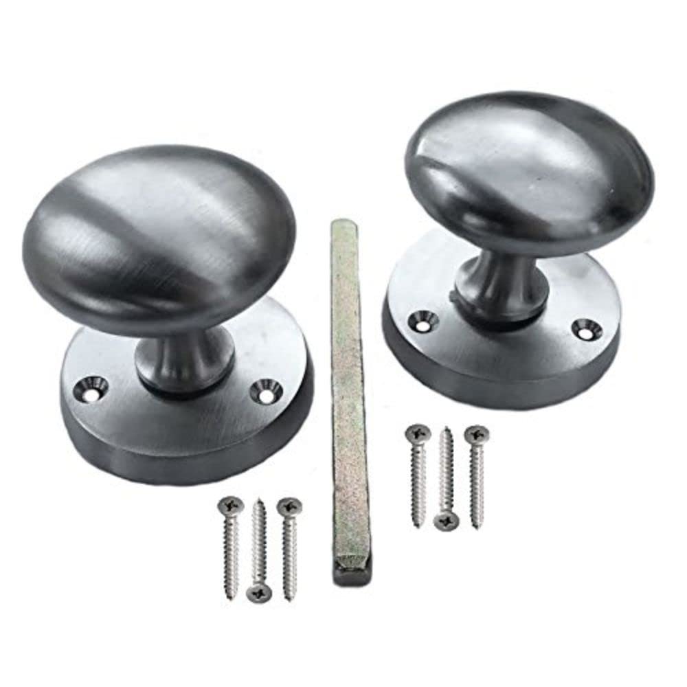 Merriway BH04266 50mm (2 inch) Victorian Mortice Knob Set Matt Satin Chrome
