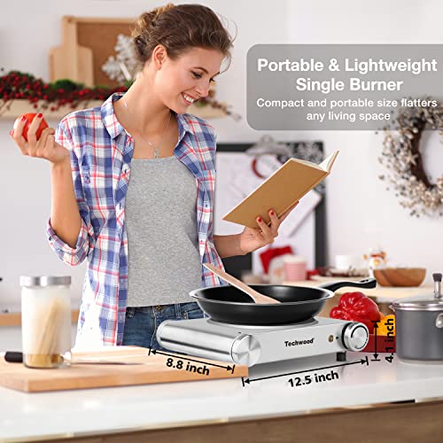 Hot Plate, Techwood Single Burner for Cooking, 1200W Portable Infrared
