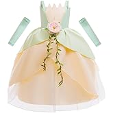 Dressy Daisy Girls Frog Princess Dress Up Costume Halloween Birthday Outfit with Flower, Vine and Arm Bands, Size 2T - 12