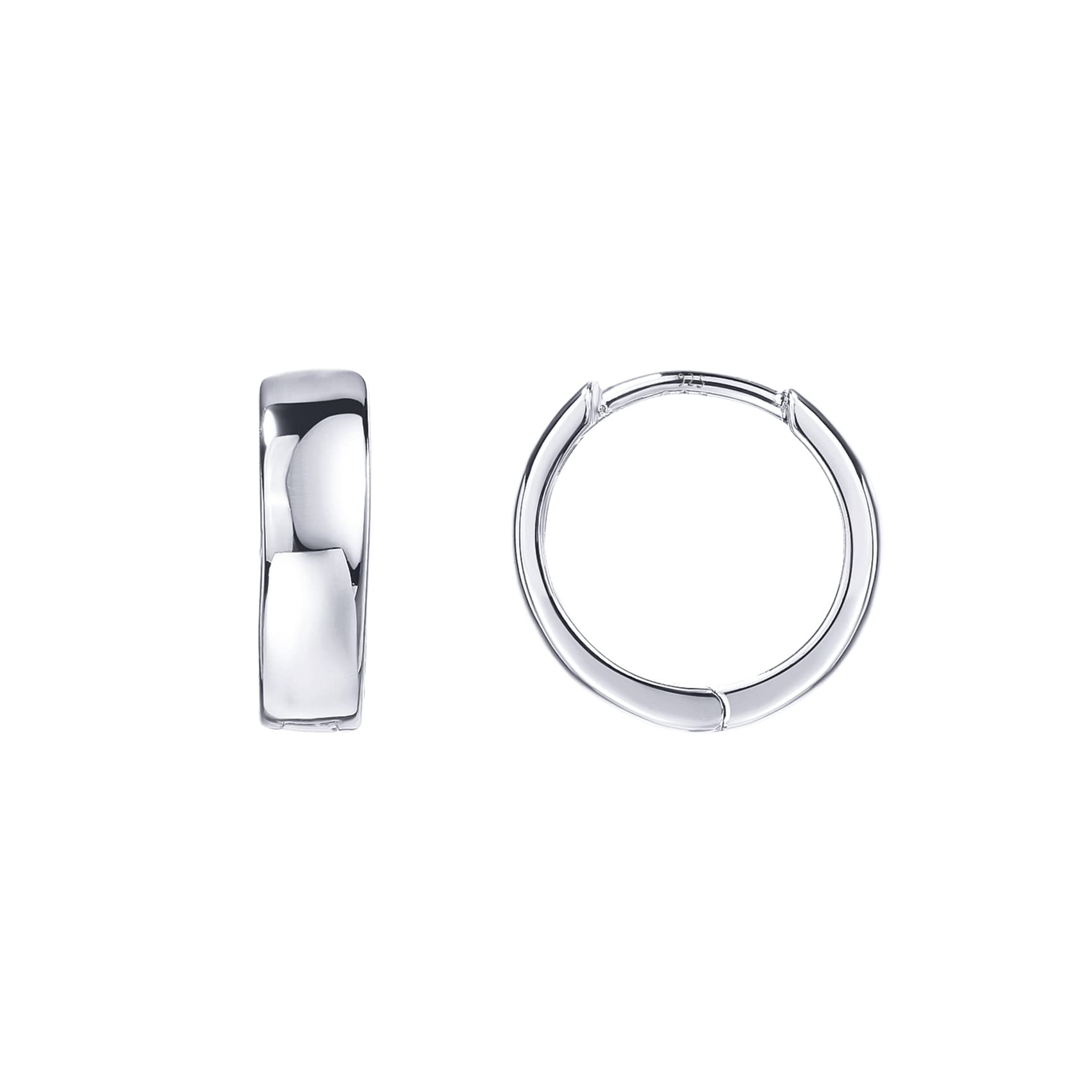 PAVOI 14K White Gold Plated Sterling Silver Post Huggie Earrings | Small Hoop Earrings |Gold Earrings for Women