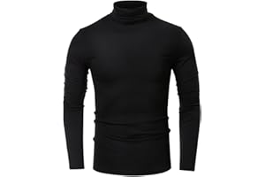 HTB Men's Turtleneck Shirts Long Sleeve T Shirts Slim Fit Cotton Pullover Base Layer Tops