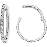 365 Sleepers Titanium Implant Grade 16G Gem Septum Jewelry Hinged Segment Ring Body Piercing Hoop Lip Rings Helix Cartilage Rook Sleeper Earrings 6mm – 14mm