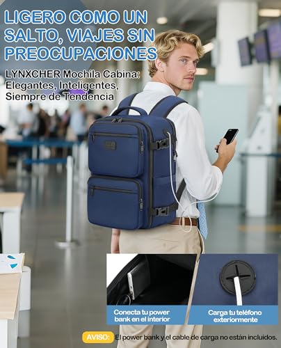 LYNXCHER Airplane Cabin Travel Backpack for Ryanair Easyjet Men Women Backpack Hand Travel Bag, dark blue