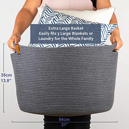 DENJA & CO Extra Large Blanket Basket for Living Room Decorative