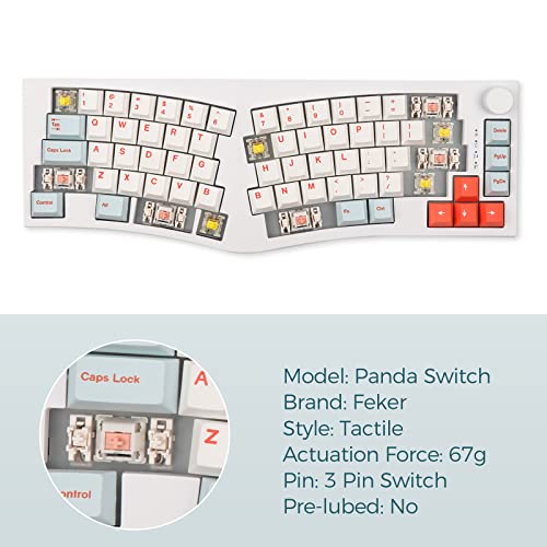 EPOMAKER Feker Alice Layout Gasket 68-Key Hot Swappable Bluetooth/2.4Ghz/ Type-C Wired/Wireless Gaming Keyboard, with 8000mAh Battery, NKRO, RGB Backlight, Dye-sub PBT Keycaps, for Win/Mac(White)