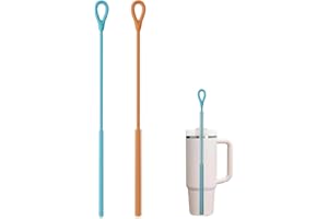 2Pcs Silicone Straw Cleaner Brush, 9.84 Inch Extra Long Straw Brush, Reusable Pipe Crevice Cleaning Brushes with Bendable Ste