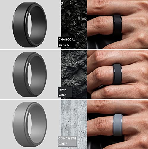 ThunderFit Silicone Wedding Rings for Men, Flat