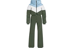 Fisoew Womens One Piece Ski Suit Warm Waterproof Snowsuits Winter Snow Jumpsuits Outdoor Sports Outerwear