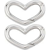 SUNNYCLUE 1 Box 2Pcs 925 Sterling Silver Heart O Rings Spring Gate Ring Love Hearts Shaped Connector Closures Carabiner Snap Clasps Clip Findings for Jewelry Making DIY Crafts Keychains Accessories