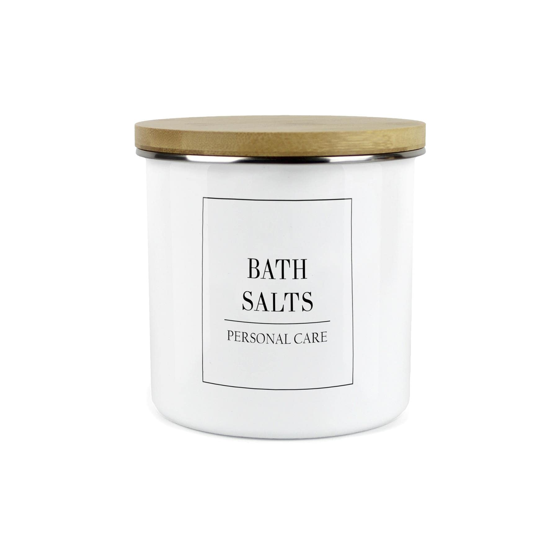 Purely Home Minimalist Range Bath Salts Storage Canister - White Metal Enamel Kitchen And Bathroom Storage Container