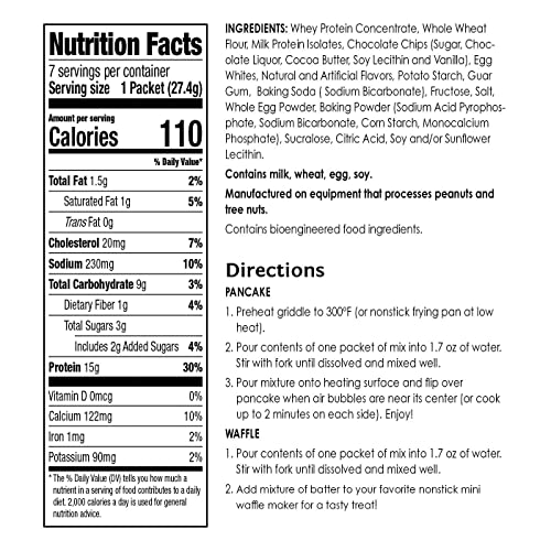 BariWise Protein Pancake & Waffle Mix, Chocolate Chip, 110 Calories