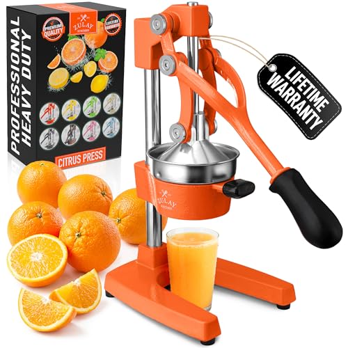 Zulay Kitchen Saftpresse Manuell aus Gusseisen, Saftpresse Orangenpresse Manuell für Zitrusfrüchte, Robuste Obstpresse aus Edelstahl, Cast Iron Juicer