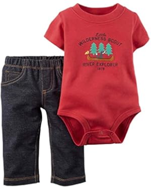 Carters Infant Boys 2-Piece Red Wilderness Scout Bodysuit & Pants Set 3m