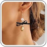 Ximdble Vintage Puffed Heart Drop Earrings Gold Love Heart Hook Dangle Earrings Silk Bow Drop Earrings Heart Love Stud Earrings Jewelry for Women