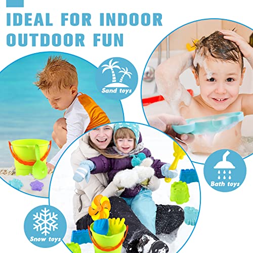 3 otters Beach Sand Toys Set, 28PCS Kids Beach Toys Sand Toys for Toddlers Beach Bucket Truck Mesh Bag for Summer Outdoor Beach Fun