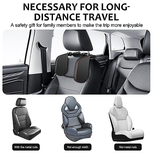 KAEFUYS 360° Rotatable Car Headrest for Children and Children, Removable, Easy to Install, Soft, Breathable, Comfortable for Travel, (Black)