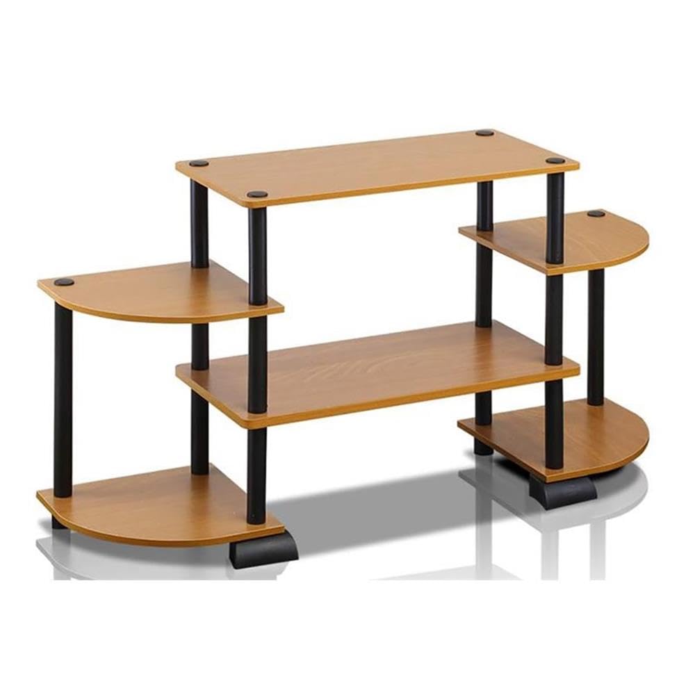 Furinno Toolless TV Stands, Wood, Light Cherry/Black, one size