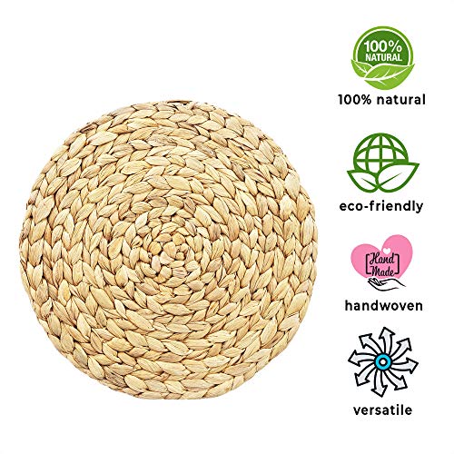 Water Hyacinth Placemats (Set of 4) 11.8” Braided Round Rattan