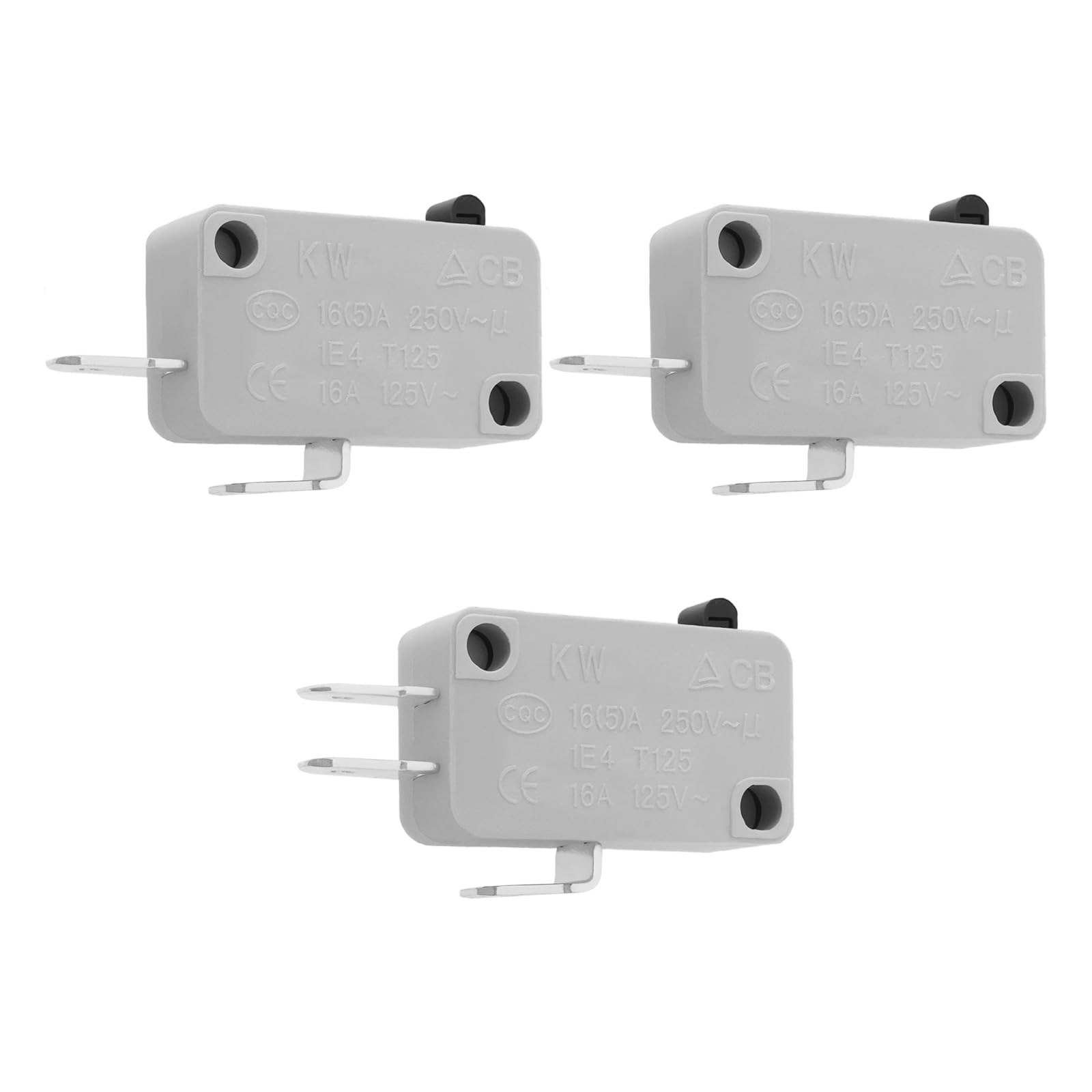 ECSiNG Microwave Oven Door Interloc Switch 16A 125/250V Silver Contact Door Interloc 2Pcs Normally Open Safety Switch and 1Pc 3 Insert Foot