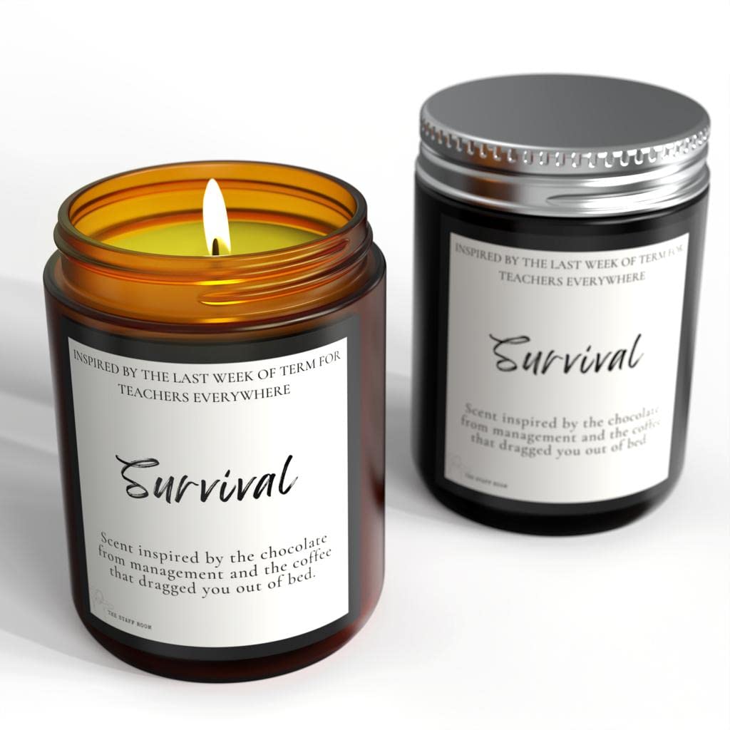 Funny Candle Gift For Teacher - Survival - Summer End of Term Thank You Leaving Present Teaching Assistant Maths English Science Primary
