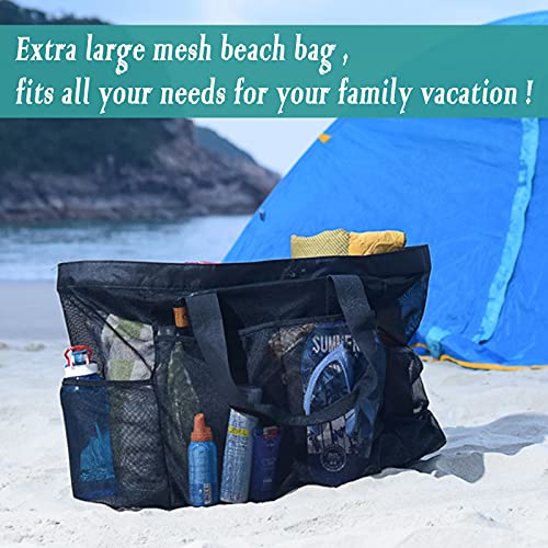 NIACONN XL Mesh Beach Bag with Zipper, Extra Large Tote Bag with